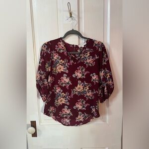 Pink Republic Burgundy Floral Blouse